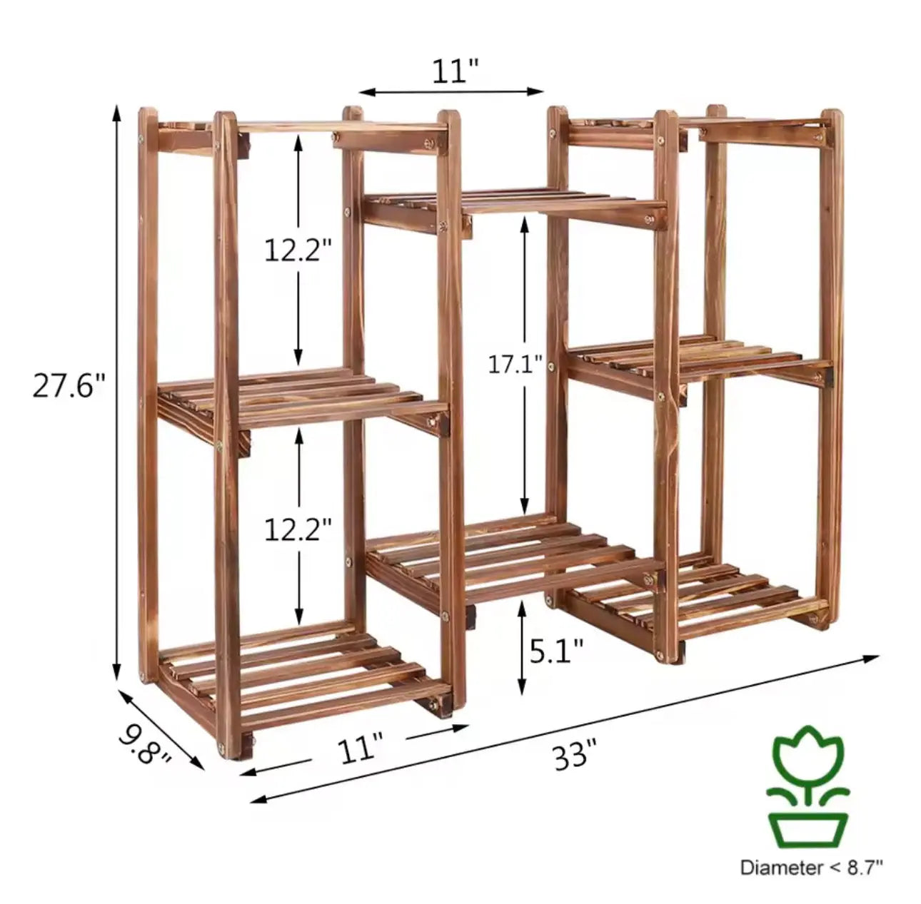 8-Tier Plant Stand White Oak Home Goods