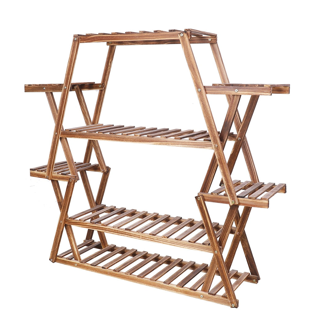 6-Tier Wood Plant Stand - White Oak Home Goods - Plant Stand